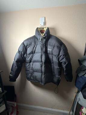 Vintage Bear USA Reversible Down Puffer Jacket Black and Cream XL